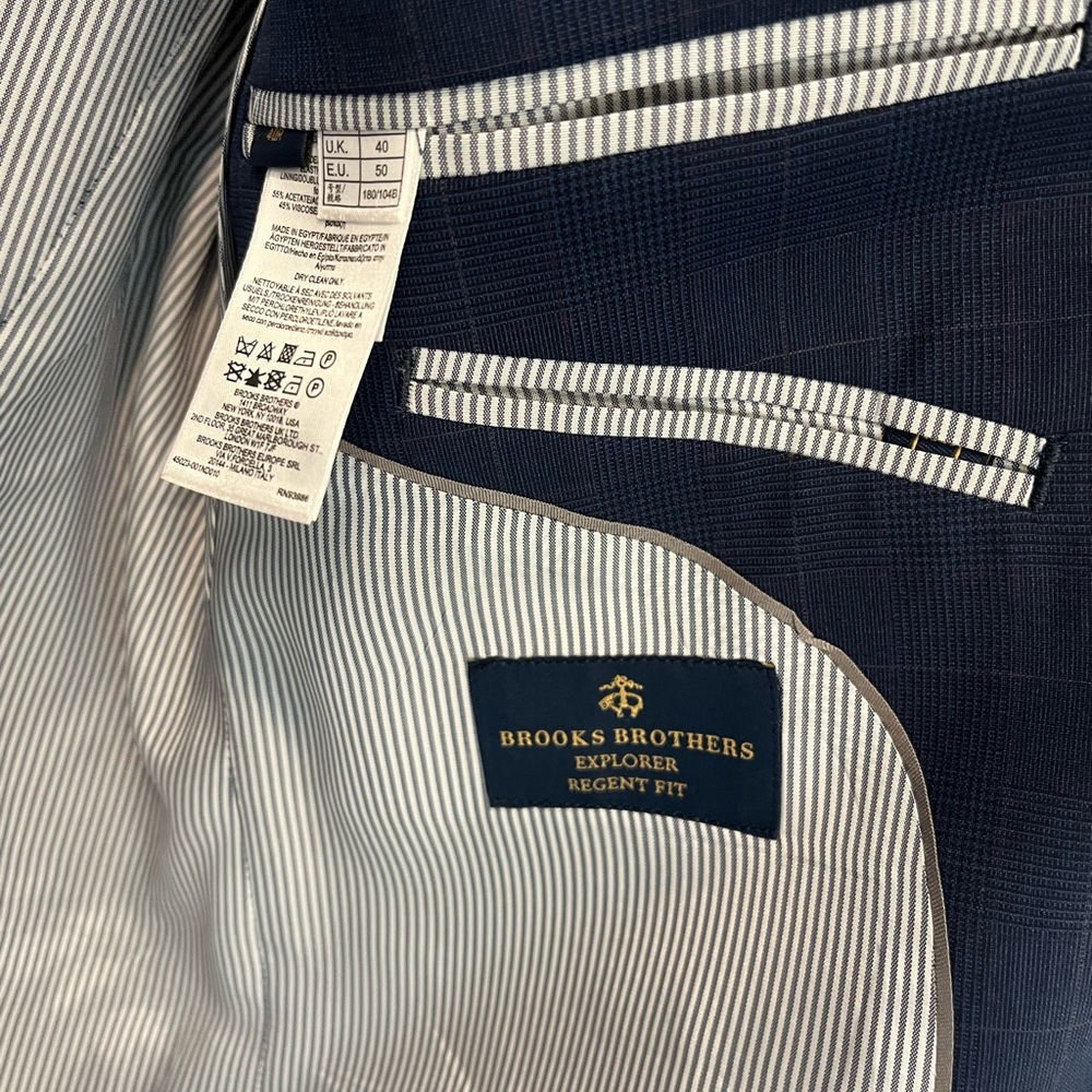 Brooks Brothers Navy Check Sport Coat - Explorer Performance Regent Fit 40R - Picture 2 of 8